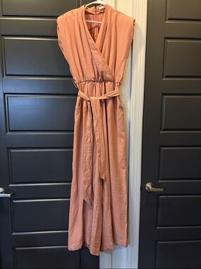 Sleeveless Wrap Maxi jumpsuit in Dusty Rose
